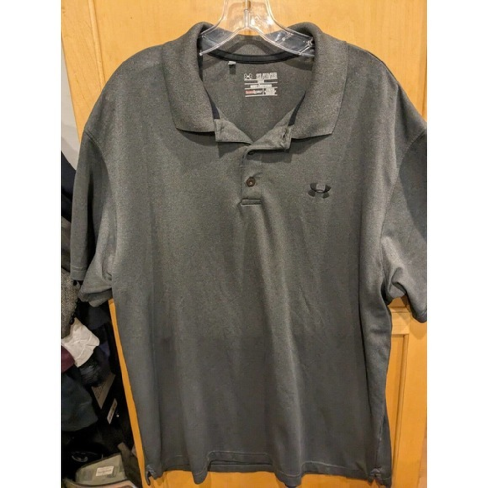 Under Armour Polo Shirt Gray Short Sleeve Loose Fit Men's XXL